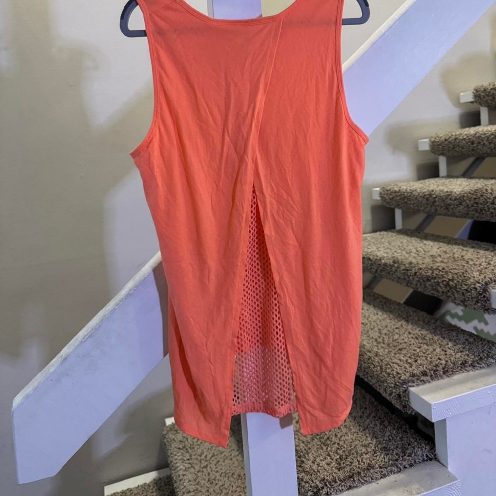 Orange Hot Pink Mesh Tank Top